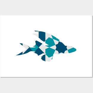 Long Fin Fish Silhouette with Pattern Posters and Art